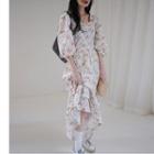Lantern-sleeve Floral Maxi A-line Dress As Shown In Figure - One Size