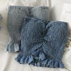 Shirred Padded Denim Tube Top