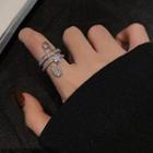 Safety Pin Rhinestone Alloy Open Ring T521 - 1 Pc - Silver - One Size