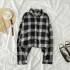Long-sleeve Plaid Long Casual Shirt As Shown In Figure - One Size