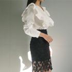 Frilled Collarless Blouse