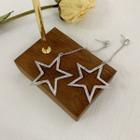 Rhinestone Star Dangle Earring 1 Pair - 925 Sterling Silver - One Size