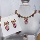 Faux Crystal Pendant Necklace / Dangle Earring