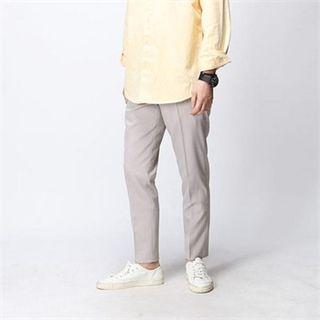 Elasticized-waist Lightweight Straight-cut Pants