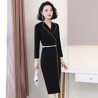Long-sleeve Wrapped Fitted Dress