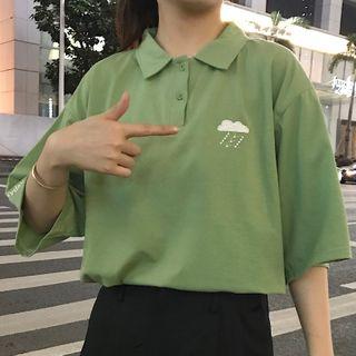 Short-sleeve Cloud Embroidered Polo Shirt