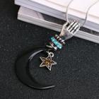 Alloy Hand Moon & Star Pendant Necklace As Shown In Figure - One Size