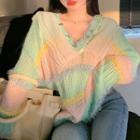 Color Block Sequined Sweater Light & Light Green - One Size