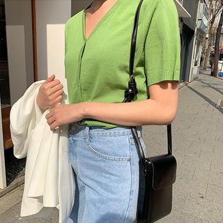 Short-sleeve Knit Cardigan