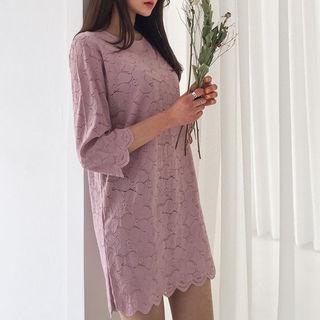 Scallop-edge Laced Shift Minidress