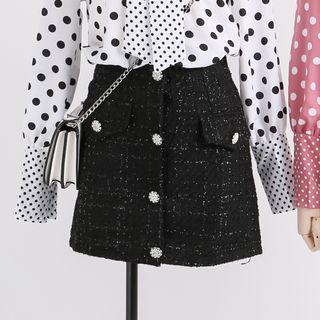 Glitter Wool A-line Skirt