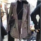 Set: Double Breasted Blazer + Plaid A-line Skirt
