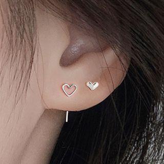 Alloy Heart Earring 1 Pair - Earring Backs - Silver - One Size