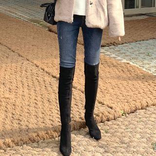 Washed Slit-side Slim-fit Jeans