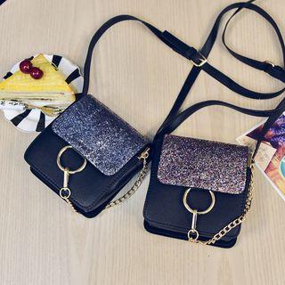 Sequined Chain Strap Crossbody Bag