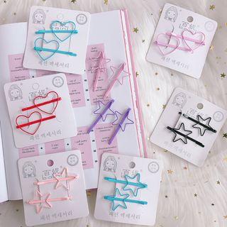 Set Of 2: Heart / Star Hair Pin