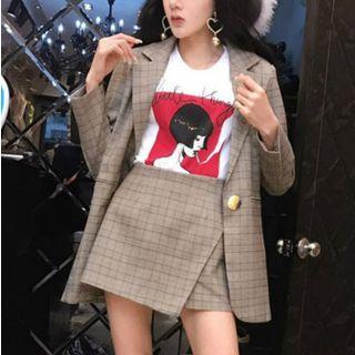 Set: Plaid Blazer + Skort