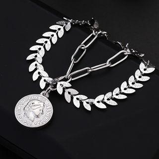 Layered Coin Pendant Bracelet As Shown In Figure - One Size