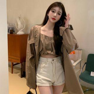 Cropped Puffy Camisole Top / Shirt Jacket