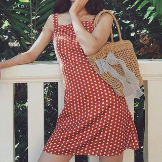 Strappy Dotted Open-back Mini Sundress