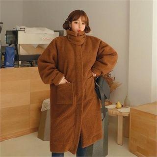 High-neck Sherpa-fleece Long Coat