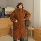 High-neck Sherpa-fleece Long Coat