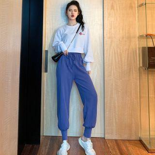 Lettering Sweatshirt / Harem Sweatpants