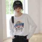 Long-sleeve Hot Air Balloon Print T-shirt