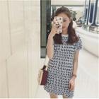 Short-sleeve All Over Pattern Shift Dress
