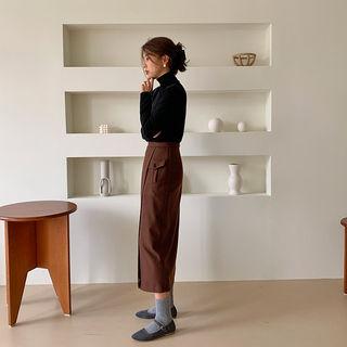 Woolen H-line Maxi Wrap Skirt