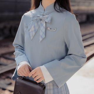 Mock Two-piece Bow-neck Top