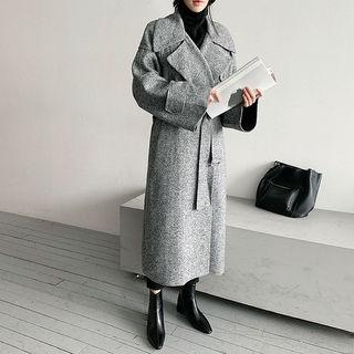 Handmade Wool Blend Wide-lapel M Lange Coat