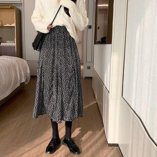 Floral Midi Skirt Black - One Size