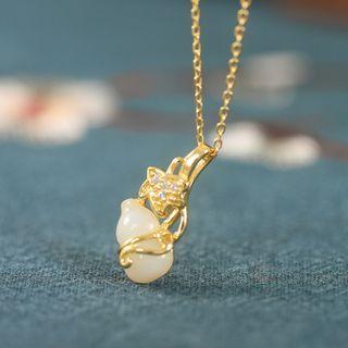 Gourd Gemstone Pendant Sterling Silver Necklace