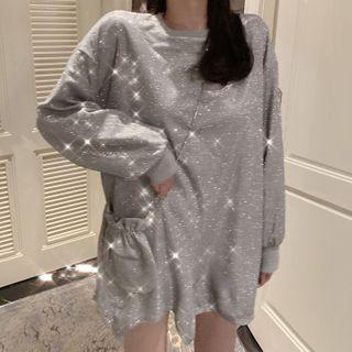 Glitter Mini Sweatshirt Dress / Crossbody Bag