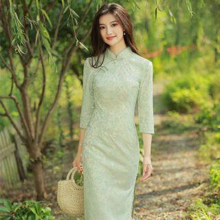 3/4 Sleeve Lace Qipao Dress