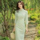 3/4 Sleeve Lace Qipao Dress