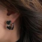 Heart Glaze Alloy Hoop Earring 1 Pair - Silver Needle - Silver - One Size