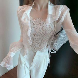 Lace Trim Shirt / Halter Lace Camisole Top