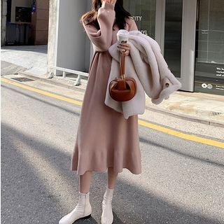 Ruffle Hem Midi Sweater Dress