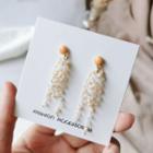 Geometric Bead Fringe Dangle Earring / Clip-on Earring