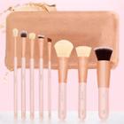 Set Of 8: Makeup Brush Set Of 8 - Peach Pink - One Size