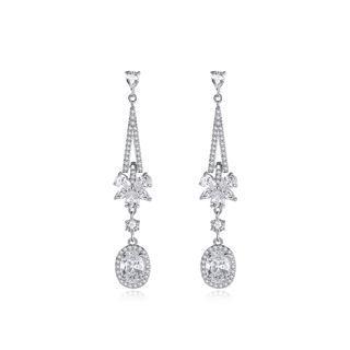 Fashion And Elegant Geometric Tassel Earrings With Cubic Zirconia Silver - One Size