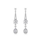 Fashion And Elegant Geometric Tassel Earrings With Cubic Zirconia Silver - One Size