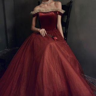 Ruffle Cold Shoulder A-line Evening Gown