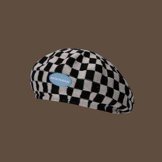 Logo Checker Print Beret