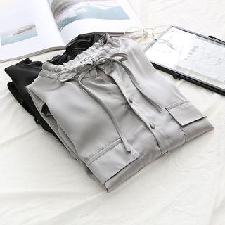 Lace-up Pocket Detail Blouse