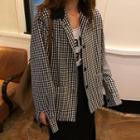 Plaid Buttoned Jacket Gingham - Black & White - One Size