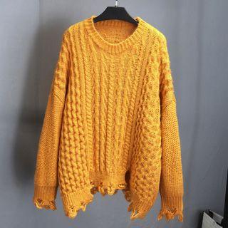Ripped Cable Knit Sweater