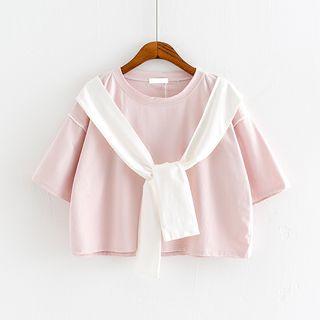 Short-sleeve Tie-front Cropped T-shirt